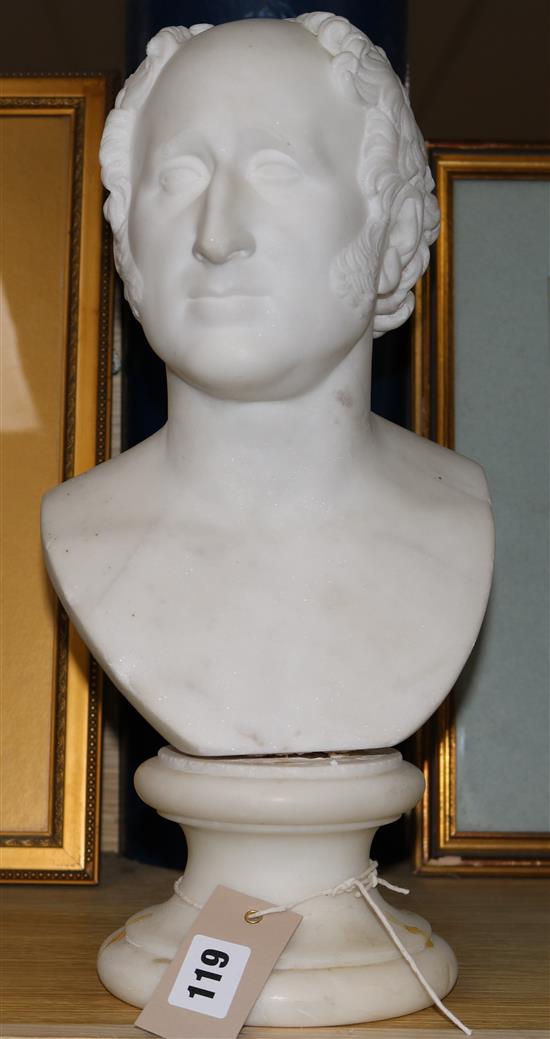 A 19th century white marble bust of a gentleman